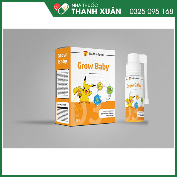 Grow Baby - Bổ sung Vitamin D3-K2 và DHA cho trẻ từ 0 tháng tuổi